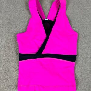 Lululemon Pink & Black Sports Bra, Cross Front. Women's Sz 6.